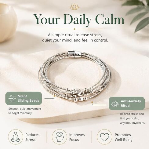 Fidget Bracelet for Women,2 Pack Trichotillomania Relief Skin Picking Fidget Bead Bracelets,Anti Skin Picking Prevention Tools for Anxiety Relief, Sensory Bead Bracelet for Hair Pulling Relief in Saudi Arabia