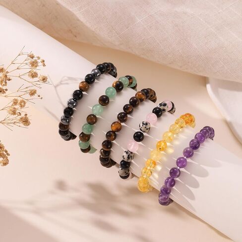 8mm Natural Stone Beaded Bracelet for Women Healing Crystal for Men Stress Relief Jewelry Gift in Saudi Arabia