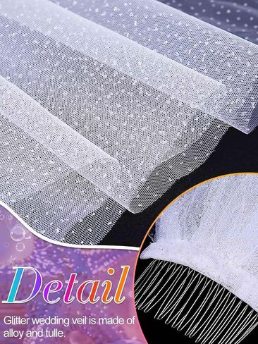 HEREAD Glitter Bride Wedding Veil 1 Tier Short Sparkle Shoulder Length Bridal Tulle Veils with Comb for Women in Saudi Arabia