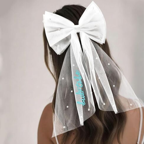 Chanaco Bride to Be Veil Bachelorette Party Accessories Bridal Shower Decorations Blue Short Bow Veils Hair Accessories with Comb Wedding Gifts Party Favor in Saudi Arabia