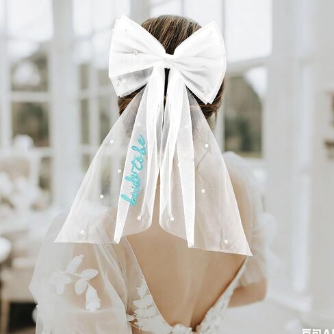 Chanaco Bride to Be Veil Bachelorette Party Accessories Bridal Shower Decorations Blue Short Bow Veils Hair Accessories with Comb Wedding Gifts Party Favor in Saudi Arabia