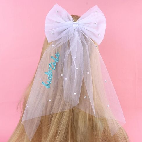 Chanaco Bride to Be Veil Bachelorette Party Accessories Bridal Shower Decorations Blue Short Bow Veils Hair Accessories with Comb Wedding Gifts Party Favor in Saudi Arabia