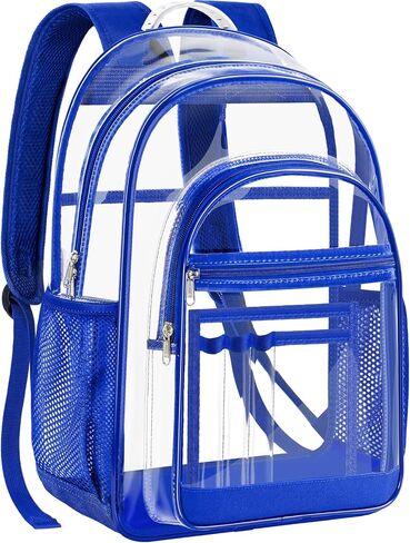 Clear Backpack for School, Heavy Duty PVC Transparent Bookbag for Girls and Boys, See Through Backpack with Multiple Pockets for College Travel Work-Black in Saudi Arabia