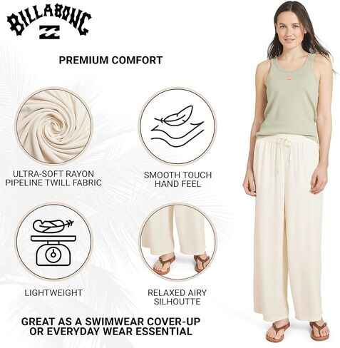 Billabong Women's Premium Quality Rayon High Waisted Wide Leg Beach Pants in Kuwait