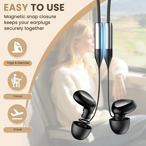 Reusable Ear Plugs for Sleeping & Concerts with Magnetic Cord – 45dB Noise Reduction, Ultra-Comfy Silicone & Foam Tips, Anti-Loss Design, 6 Pairs for Travel, Focus & Hearing Protection in Saudi Arabia
