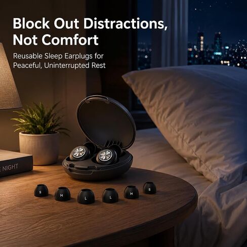 Ear Plugs Sleep Earplugs for Snoring & Noise Reduction, Soft Breathable Silicone Plugs with Metal Filter, Comfortable Reusable Ear Plugs for Adults (Pitch-Black) in Saudi Arabia