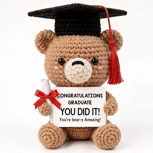 2026 Congratulations Graduation Gift for Her Him - YOU DID IT, College Middle High School Preschool Kindergarten Gifts for Friends, Sister, Daughter, Son, Teachers, Positive Crochet Bear Desk Decor in Saudi Arabia