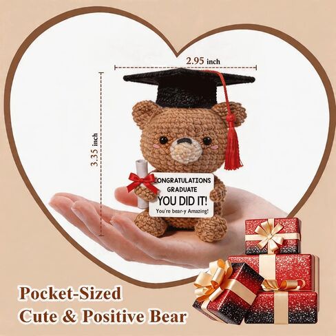 2026 Congratulations Graduation Gift for Her Him - YOU DID IT, College Middle High School Preschool Kindergarten Gifts for Friends, Sister, Daughter, Son, Teachers, Positive Crochet Bear Desk Decor in Saudi Arabia
