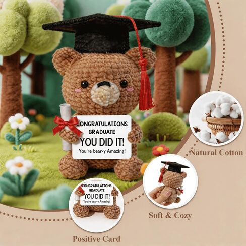2026 Congratulations Graduation Gift for Her Him - YOU DID IT, College Middle High School Preschool Kindergarten Gifts for Friends, Sister, Daughter, Son, Teachers, Positive Crochet Bear Desk Decor in Saudi Arabia