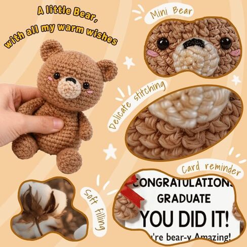 2026 Congratulations Graduation Gift for Her Him - YOU DID IT, College Middle High School Preschool Kindergarten Gifts for Friends, Sister, Daughter, Son, Teachers, Positive Crochet Bear Desk Decor in Saudi Arabia