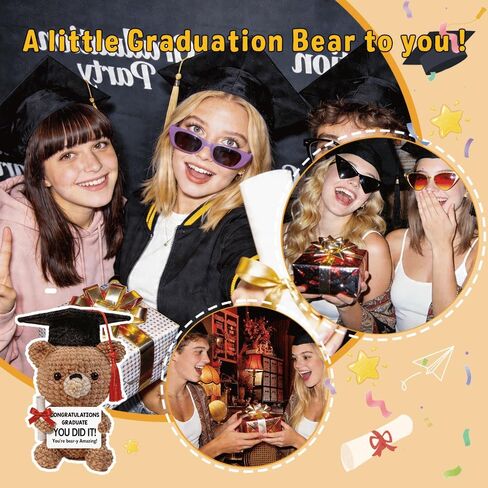 2026 Congratulations Graduation Gift for Her Him - YOU DID IT, College Middle High School Preschool Kindergarten Gifts for Friends, Sister, Daughter, Son, Teachers, Positive Crochet Bear Desk Decor in Saudi Arabia
