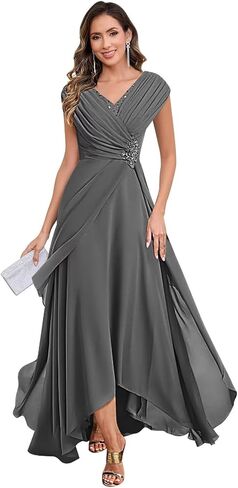 Bolodoo Lace Applique Mother of The Bride Dresses for Wedding Cap Sleeve Formal Dress Ruched Chiffon Evening Gown in Saudi Arabia