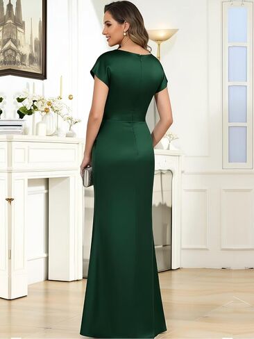 Satin Formal Dresses for Wedding Lilac Mermaid Cap Sleeve Elegant Mother of The Groom Dress US16W in Saudi Arabia