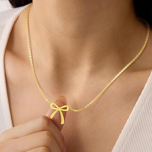 Birthday Gifts for Women, Bow Pendant Necklace, 14K Gold Plated Jewelry, Romantic Valentine's Mother's Day Anniversary Christmas Jewelry Gift for Her Mom Grandma Wife Girlfriend Sister Best Friend in Kuwait