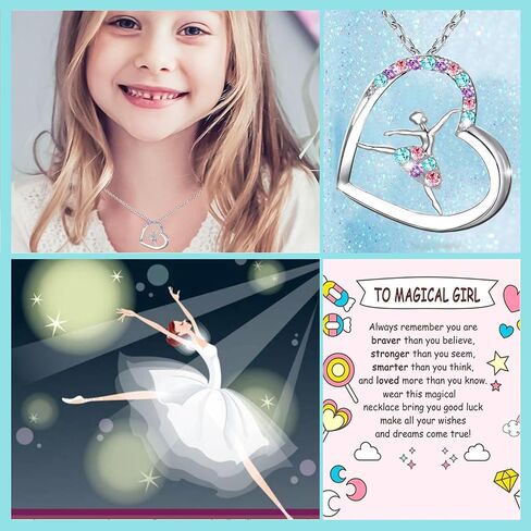 M&Ostyle Dance Necklace for Girls Womens Crystal Pendant Necklaces Gifts Jewelry Gifts for Girls Daughter Granddaughter Niece Birthday Gift for Dance Lovers Christmas Graduation Gift over 3 years old in Saudi Arabia