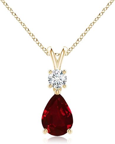 1.7-4 Ct. Certified Pear-Shaped Teardrop Lab Ruby/Sapphire/Emerald V-Bale Pendant Necklace For Women Gemstone Birthstone Jewelry in Saudi Arabia