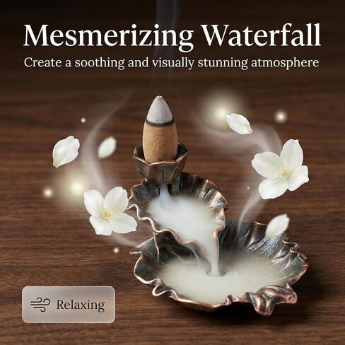Sandalwood Backflow Incense Cones - 50 Large Waterfall Back Flow Cones Scented - Includes 1 backflow Incense Burner in Saudi Arabia