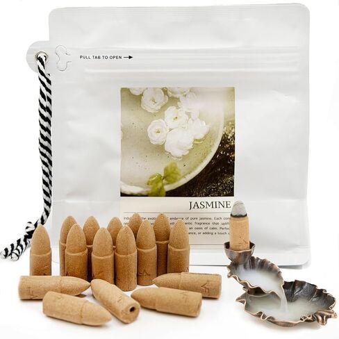 Sandalwood Backflow Incense Cones - 50 Large Waterfall Back Flow Cones Scented - Includes 1 backflow Incense Burner in Saudi Arabia