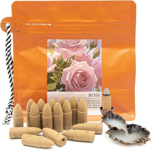 Sandalwood Backflow Incense Cones - 50 Large Waterfall Back Flow Cones Scented - Includes 1 backflow Incense Burner in Saudi Arabia
