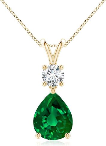 1.7-4 Ct. Certified Pear-Shaped Teardrop Lab Ruby/Sapphire/Emerald V-Bale Pendant Necklace For Women Gemstone Birthstone Jewelry in Saudi Arabia
