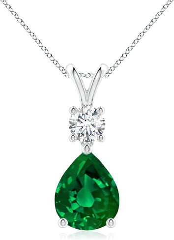 1.7-4 Ct. Certified Pear-Shaped Teardrop Lab Ruby/Sapphire/Emerald V-Bale Pendant Necklace For Women Gemstone Birthstone Jewelry in Saudi Arabia