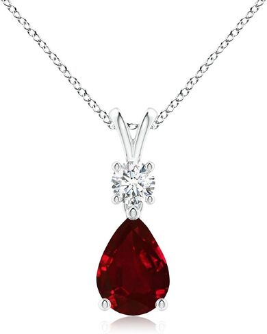 1.7-4 Ct. Certified Pear-Shaped Teardrop Lab Ruby/Sapphire/Emerald V-Bale Pendant Necklace For Women Gemstone Birthstone Jewelry in Saudi Arabia
