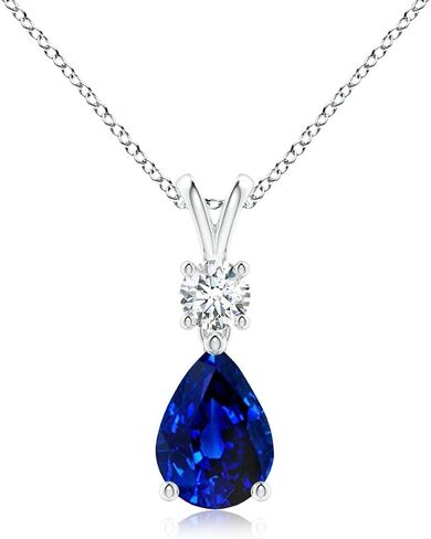 1.7-4 Ct. Certified Pear-Shaped Teardrop Lab Ruby/Sapphire/Emerald V-Bale Pendant Necklace For Women Gemstone Birthstone Jewelry in Saudi Arabia
