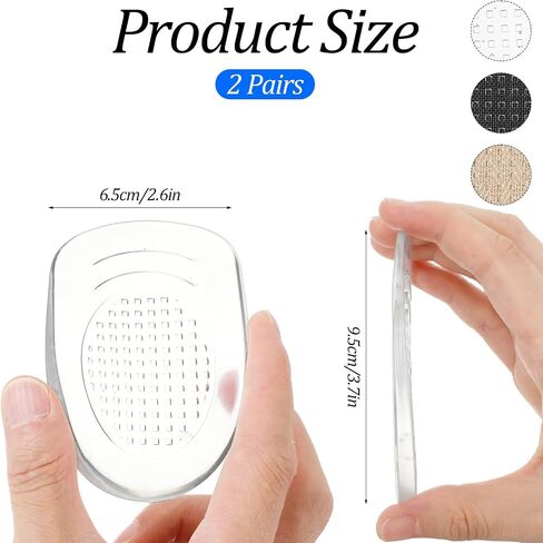 Gel Heel Cushion Cups for Plantar Fasciitis, 2 Pairs/4Pcs Gel Heel Support Pads for Shoes, Silicone Heel-Pad for Bone Spur & Achilles Tendonitis,Women (L) in Kuwait