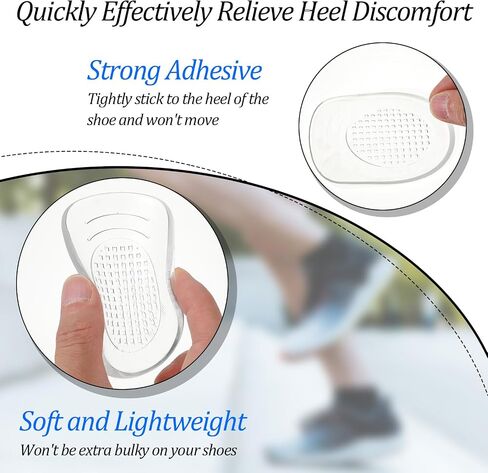 Gel Heel Cushion Cups for Plantar Fasciitis, 2 Pairs/4Pcs Gel Heel Support Pads for Shoes, Silicone Heel-Pad for Bone Spur & Achilles Tendonitis,Women (L) in Kuwait