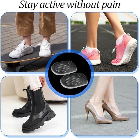 Gel Heel Cushion Cups for Plantar Fasciitis, 2 Pairs/4Pcs Gel Heel Support Pads for Shoes, Silicone Heel-Pad for Bone Spur & Achilles Tendonitis,Women (L) in Kuwait