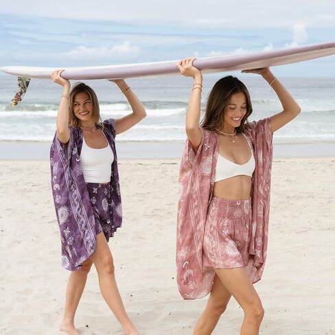 Women's Boho Beach Kimono Cover up Lightweight and Flowy Mandala Print in Saudi Arabia
