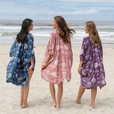 Women's Boho Beach Kimono Cover up Lightweight and Flowy Mandala Print in Saudi Arabia
