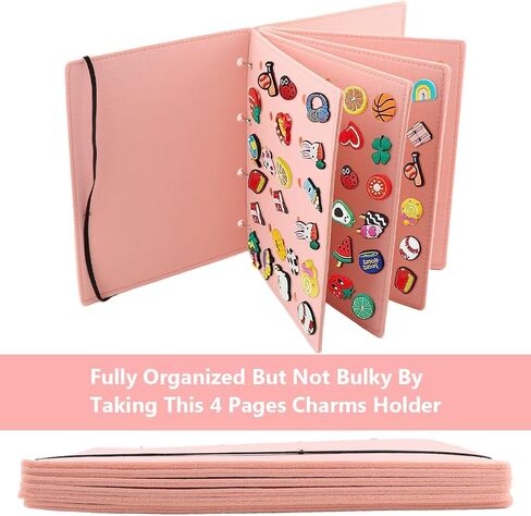 Collector's Book for Displaying Shoe Accessories, Flip-Flop LeatherShoe Charm Organizer, 120 Holes for Organizing and Storing Shoe Accessories While Traveling(COLOR:Pink, 26x21.3x3cm) in Saudi Arabia