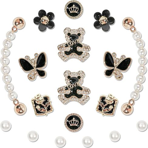 20 Pcs Bling Shoe Charms, Flower Pearl Shoe Decor Bling Shoes Chains DIY Shoe Accessories Charms for Women Teens Luxury Clog Sandals Charm for Birthday Party Favor in Saudi Arabia