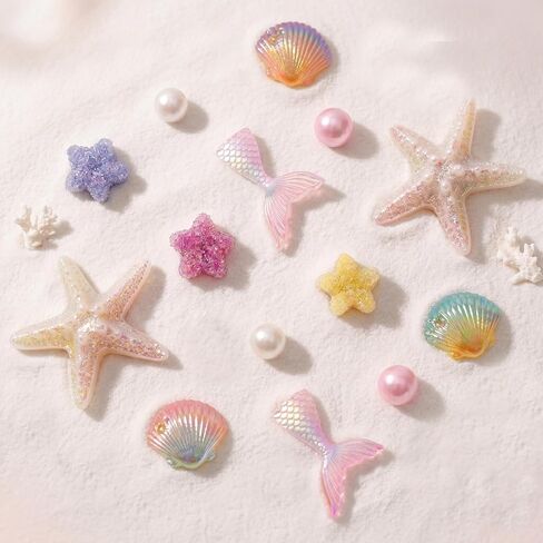 LUCLA Pearl Starfish Shoe Charms, Ocean Theme Set, Seashell Resin with Pearls, Beach Style, for Birthday, Holiday, and Party in Saudi Arabia