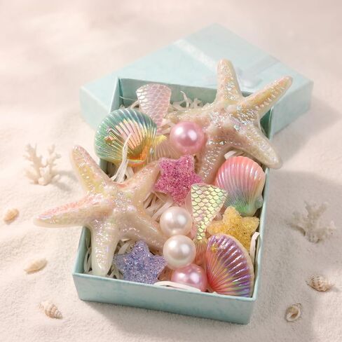 LUCLA Pearl Starfish Shoe Charms, Ocean Theme Set, Seashell Resin with Pearls, Beach Style, for Birthday, Holiday, and Party in Saudi Arabia