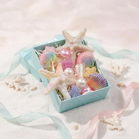 LUCLA Pearl Starfish Shoe Charms, Ocean Theme Set, Seashell Resin with Pearls, Beach Style, for Birthday, Holiday, and Party in Saudi Arabia