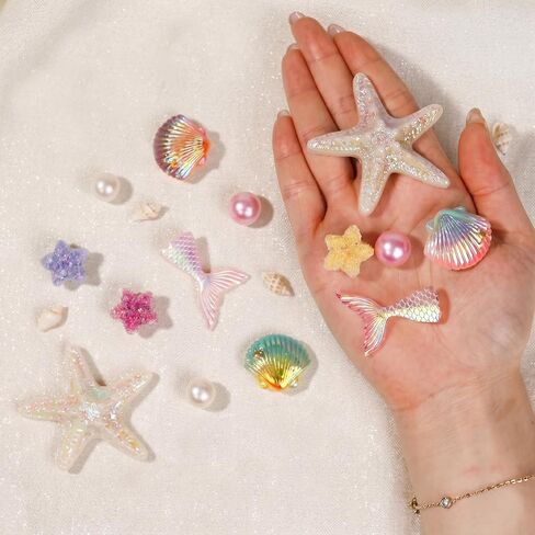LUCLA Pearl Starfish Shoe Charms, Ocean Theme Set, Seashell Resin with Pearls, Beach Style, for Birthday, Holiday, and Party in Saudi Arabia