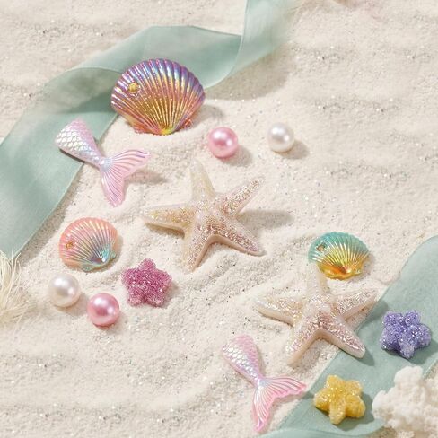 LUCLA Pearl Starfish Shoe Charms, Ocean Theme Set, Seashell Resin with Pearls, Beach Style, for Birthday, Holiday, and Party in Saudi Arabia