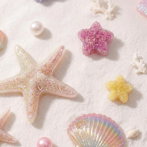 LUCLA Pearl Starfish Shoe Charms, Ocean Theme Set, Seashell Resin with Pearls, Beach Style, for Birthday, Holiday, and Party in Saudi Arabia
