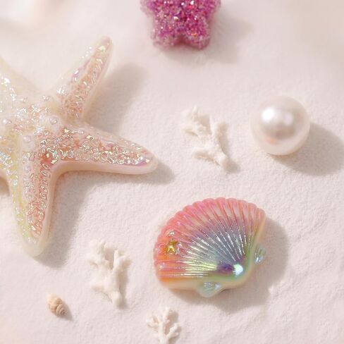 LUCLA Pearl Starfish Shoe Charms, Ocean Theme Set, Seashell Resin with Pearls, Beach Style, for Birthday, Holiday, and Party in Saudi Arabia
