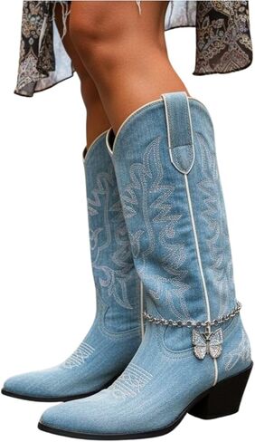 TrendyFashionJewelry Women's Silver Boot Jewelry Chain Pair With Gray Rhinestone Butterfly Charm Handmade In USA (BC238) in Kuwait