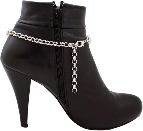 TrendyFashionJewelry Women's Silver Boot Jewelry Chain Pair With Gray Rhinestone Butterfly Charm Handmade In USA (BC238) in Kuwait