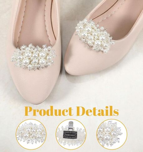 1 Pair Shoe Decorations Clips Detachable, Elegant Pearl Shoe Clips for Heels, Flats, Wedding and Daily Wear in Kuwait
