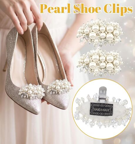 1 Pair Shoe Decorations Clips Detachable, Elegant Pearl Shoe Clips for Heels, Flats, Wedding and Daily Wear in Kuwait