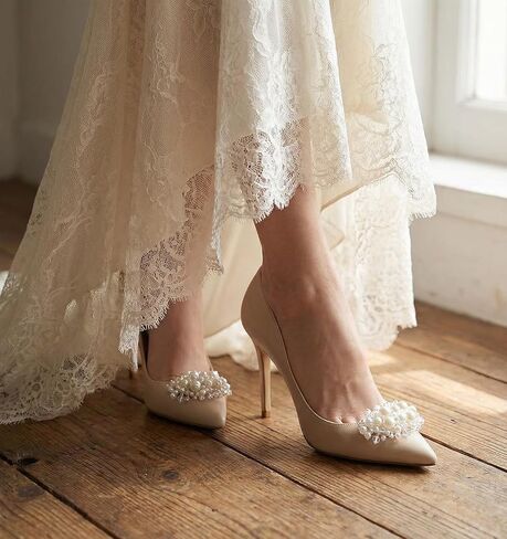 1 Pair Shoe Decorations Clips Detachable, Elegant Pearl Shoe Clips for Heels, Flats, Wedding and Daily Wear in Kuwait