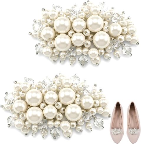 1 Pair Shoe Decorations Clips Detachable, Elegant Pearl Shoe Clips for Heels, Flats, Wedding and Daily Wear in Kuwait