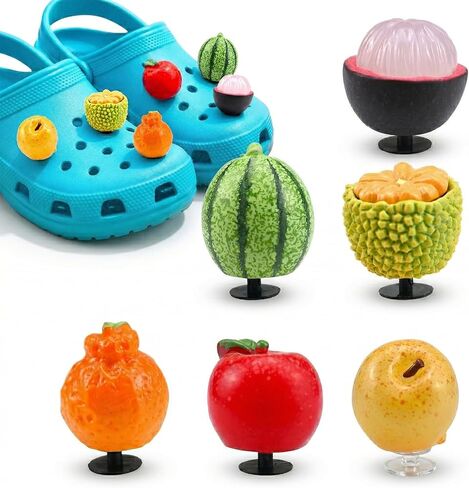 6 Pieces Shoe Charms for Girls and Women, Cute 3D Fruit, Watermelon, Apple, Orange, Summer Resin Shoes Decorations Charms, DIY Shoe Accessories for Party Favor in Saudi Arabia