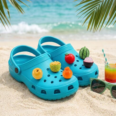 6 Pieces Shoe Charms for Girls and Women, Cute 3D Fruit, Watermelon, Apple, Orange, Summer Resin Shoes Decorations Charms, DIY Shoe Accessories for Party Favor in Saudi Arabia