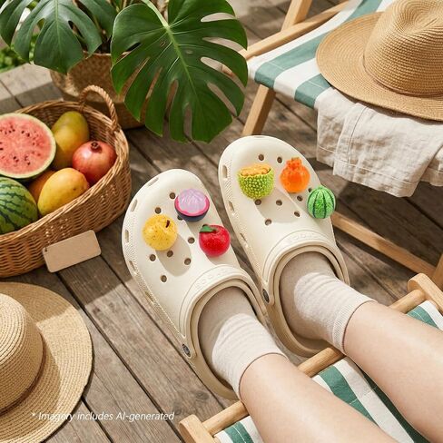6 Pieces Shoe Charms for Girls and Women, Cute 3D Fruit, Watermelon, Apple, Orange, Summer Resin Shoes Decorations Charms, DIY Shoe Accessories for Party Favor in Saudi Arabia
